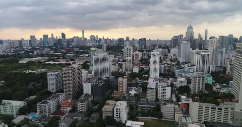 Aerial Footage of Bangkok, Thailand on the Horizon