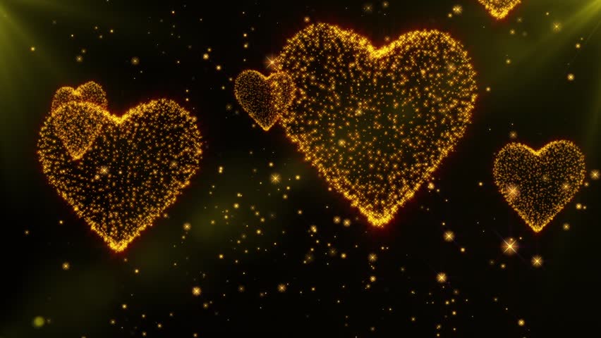Glowing hearts background for Wedding and Valentine's day . Seamless loop. Golden stars Royalty-Free Stock Footage #23237362