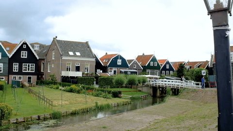 Typical house on canal in Volendam, Netherlands
