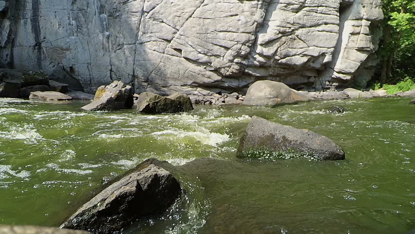 River ford with rocks and water flow