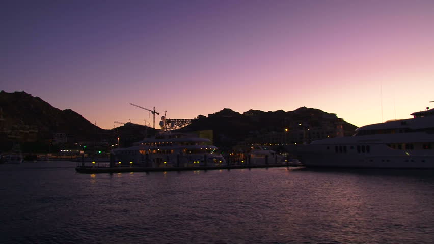 Cabo San Lucas, Mexico boating into downtown harbor and docking time lapse.