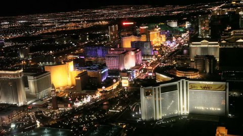 Las Vegas - Circa 2010: The Las Vegas strip in 2010. Aerial view of the Las vegas strip at night in Las Vegas, Nevada.