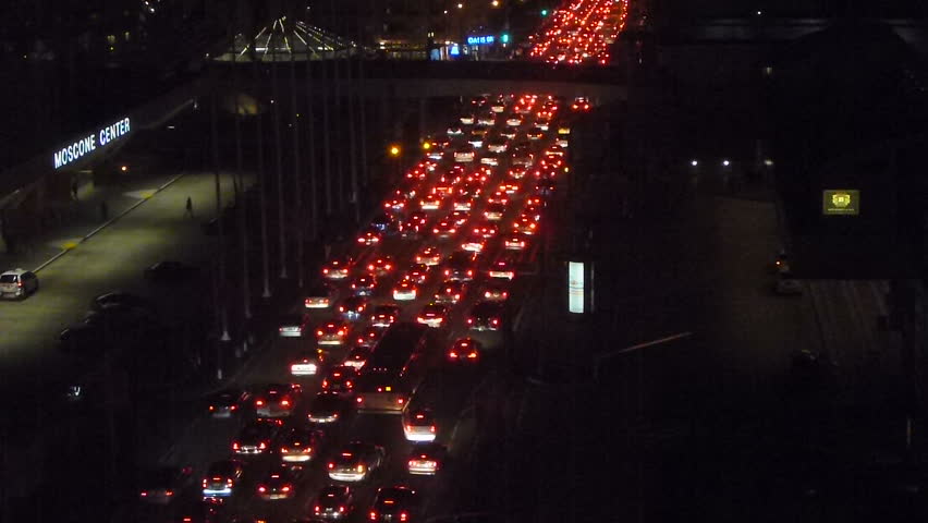 SAN FRANCISCO - CIRCA FEBRUARY 2011: Time lapse of rush hour traffic at night in