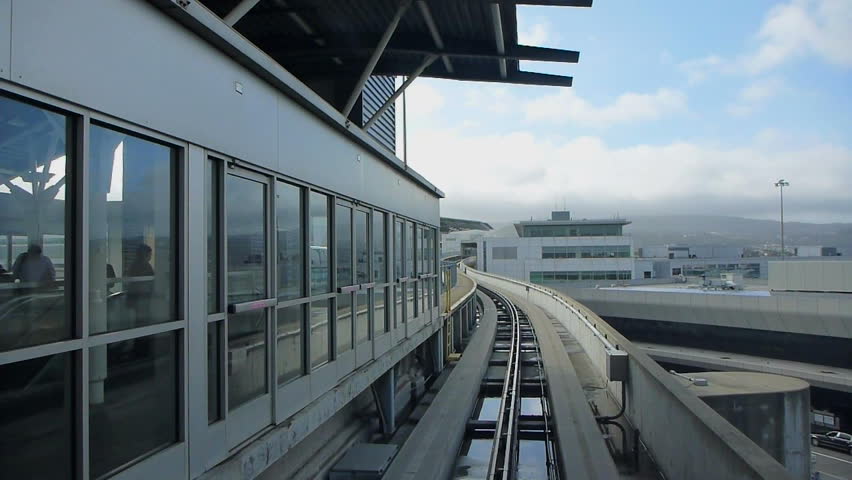 SAN FRANCISCO - CIRCA FEBRUARY 2010: Time lapse point of view in airport shuttle