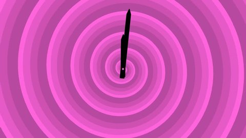 Motion background with spinning clock and running spiral in 12 hour seamless loop. (Full-HD 1920x1080 24s/30fps)