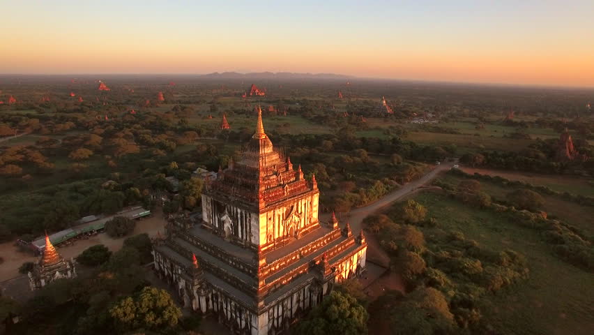 Bagan, Myanmar (burma), Aerial View Stock Footage Video (100% Royalty ...