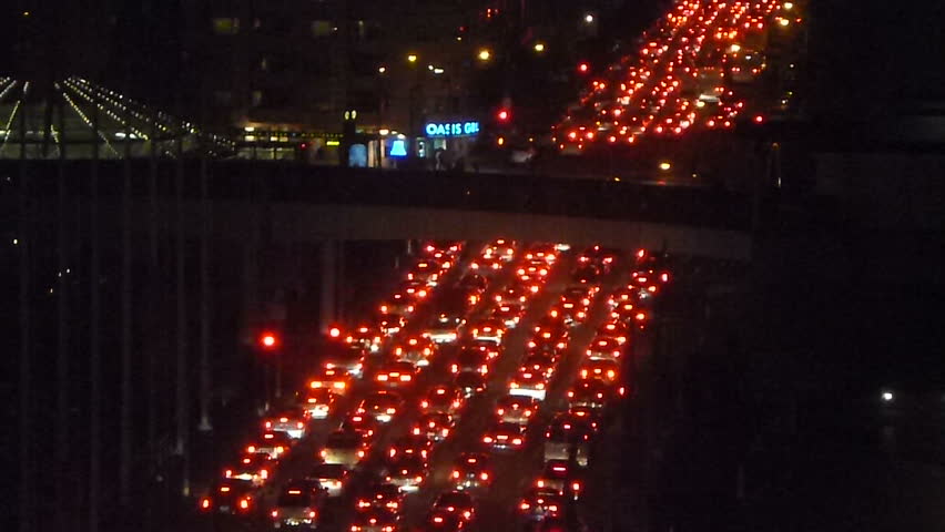 SAN FRANCISCO - CIRCA AUGUST 2011: Rush hour traffic time lapse at night in