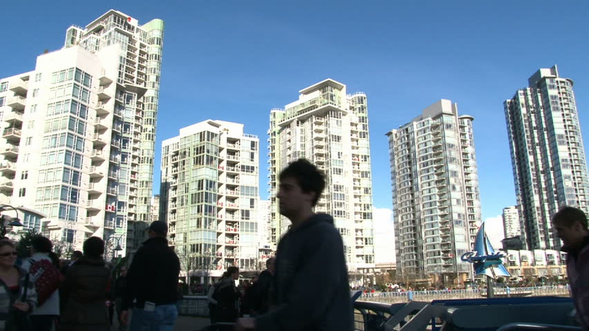 Time lapse of busy people and high rise buildings in Vancouver, Canada.