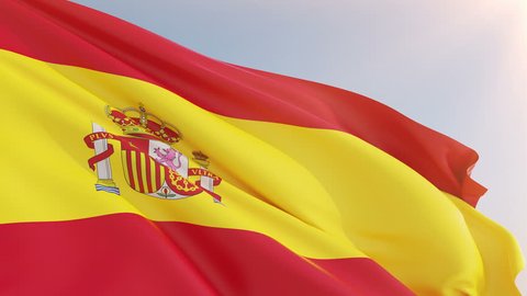 Photorealistic animation of the waving Flag of Spain (Bandera de Espana or la Rojigualda). Seamless Loop. 4K, Ultra HD resolution. Another flags available - check my profile.