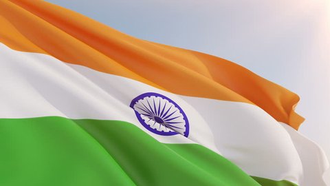 Photorealistic animation of the National Flag of India waving on the wind. Seamless Loop. 4K, Ultra HD resolution. Another flags available - check my profile.