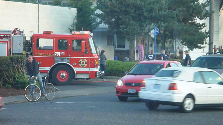 PORTLAND, OREGON - CIRCA MAY 2011: Fire breaks out in Portland, Oregon
