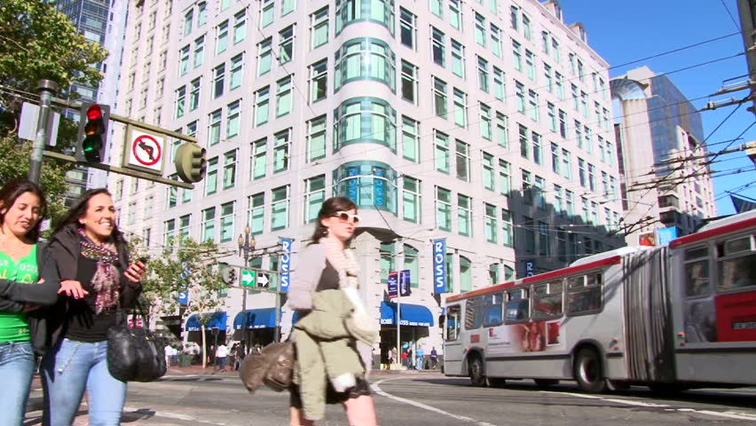 SAN FRANCISCO - CIRCA APRIL 2011: Busy intersection with people walking
