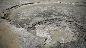 Mud volcanoes also known as mud domes boiling in summer season