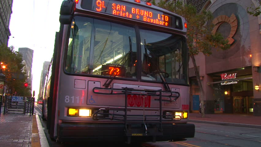 SAN FRANCISCO - CIRCA APRIL 2011:  California bus downtown picks up man in route