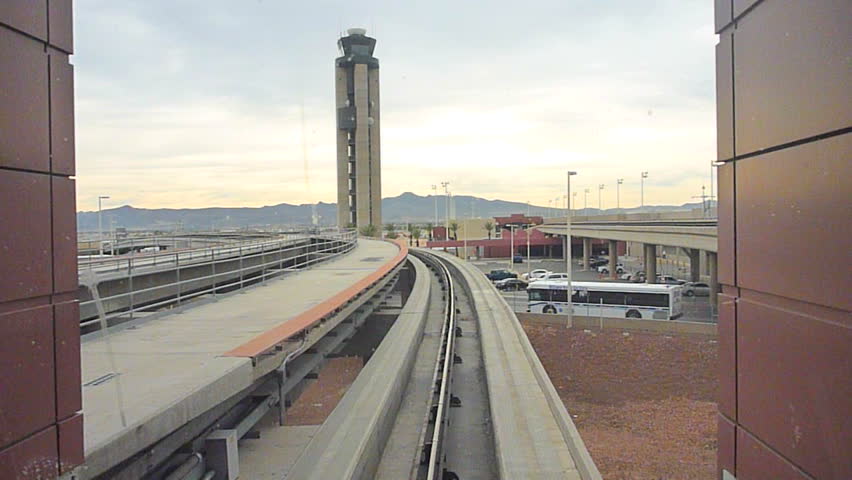 LAS VEGAS - CIRCA JANUARY 2011: Time lapse point of view in airport shuttle at