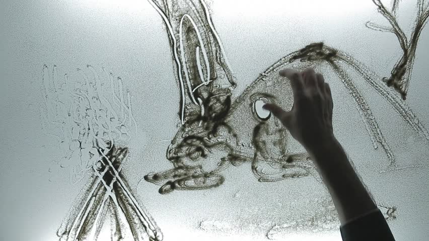 Forest tent Happy famliy Sand Fingers art