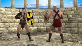 gladiators trained a swordplay ,loop, animation - Powered by Shutterstock - Get 15% off with code: PIKWIZARD15