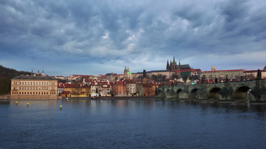 Panorama of Charles bridge, Prague, Czech Republic