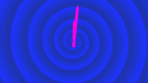 Motion background with spinning clock and running spiral in 12 hour seamless loop. (Full-HD 1920x1080 24s/30fps)