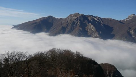 time lapse: an endless sea of clouds covering the Po Valley, Lombardy, Italy.