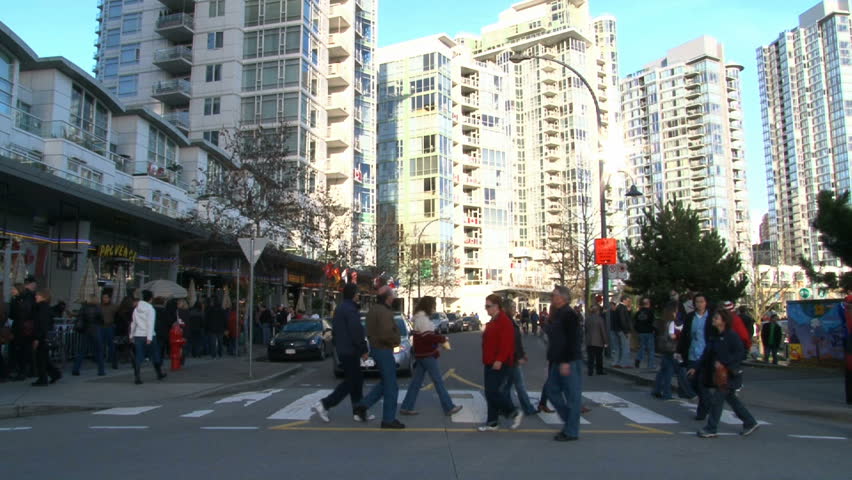 VANCOUVER, BRITISH COLOMBIA - CIRCA OCTOBER 2010 :Very busy intersection and