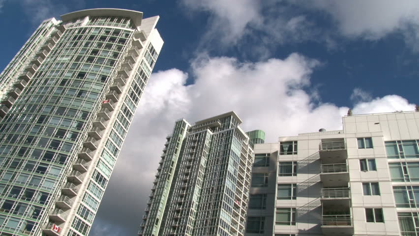 VANCOUVER, BRITISH COLOMBIA - CIRCA MAY 2010 :Time lapse of tall condominiums in