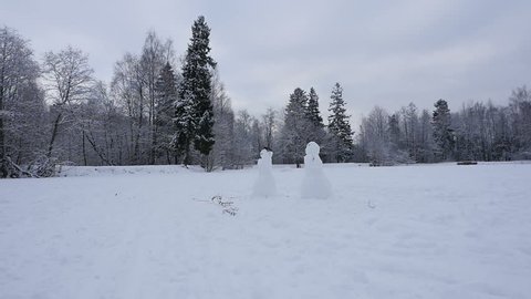 Snowman in winter Park