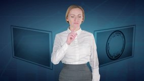 Business woman makes a financial analysis on touch screens. trading. Yuan - Powered by Shutterstock - Get 15% off with code: PIKWIZARD15