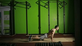 Athletic Male Working Out. High-intensity interval training. CrossFit, Burpee