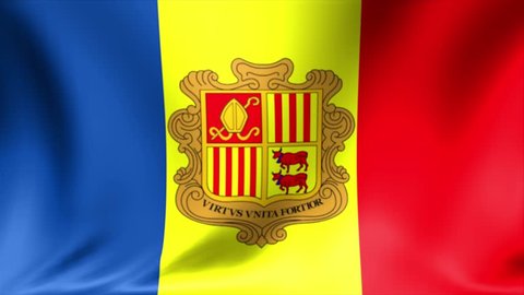 Andorra Flag. Background Seamless Looping Animation. 4K High Definition Video.