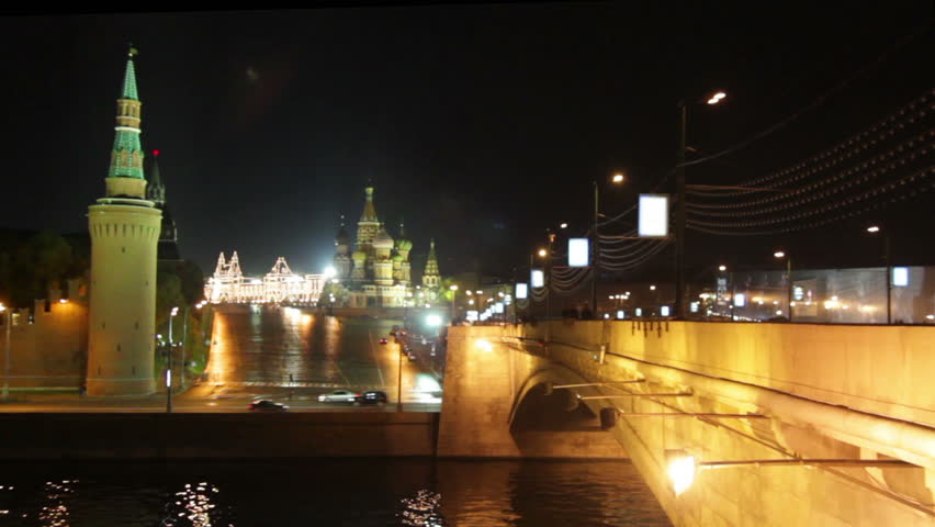 Moscow Kremlin night landscape - timelapse