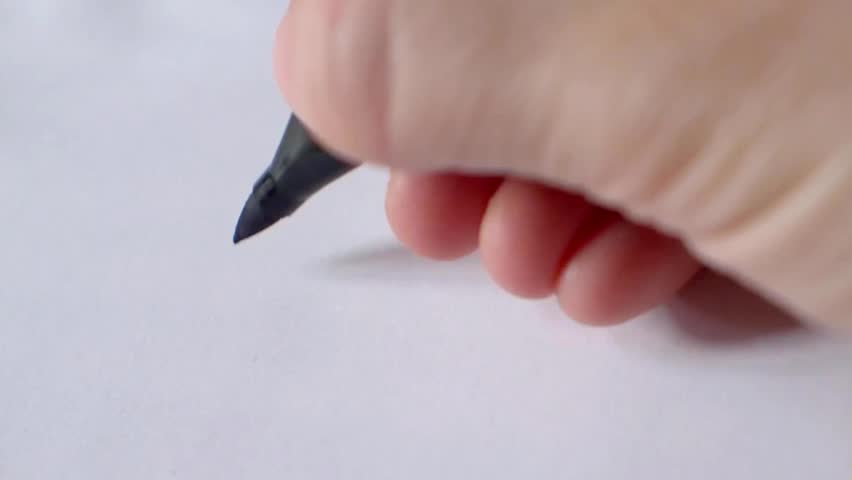 Detail of list of paper and human hand holding brush pen and writing. Closeup of the woman practicing lettering. Love concept. HD footage. Royalty-Free Stock Footage #23320405