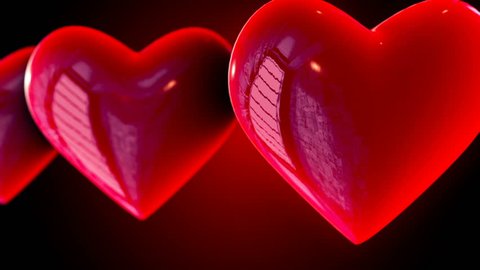Abstract CGI motion graphics with flying hearts