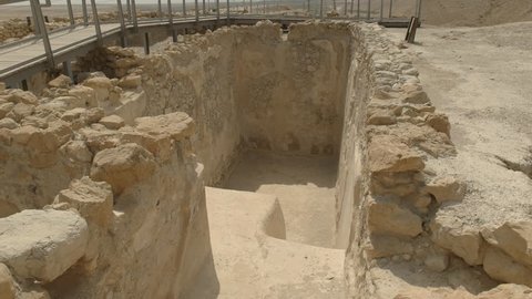 close up of the entrance to a ritual water bath at qumran near the dead sea in israel