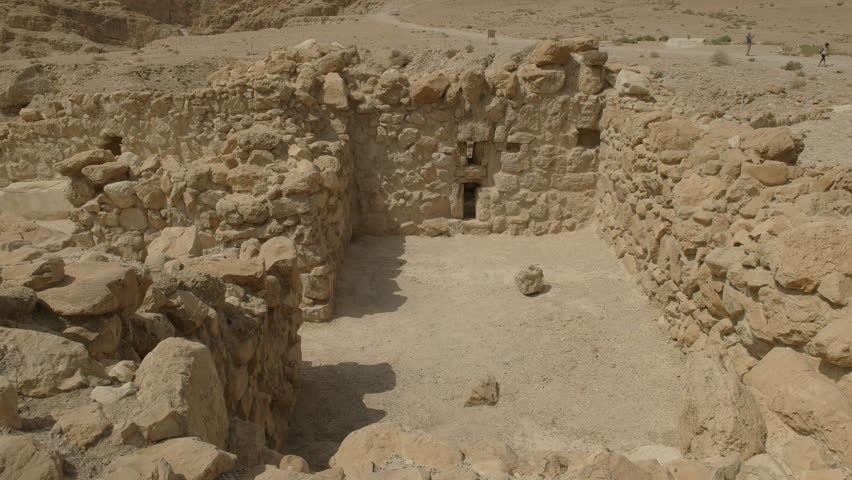part of the excavated building ruins of the essene community at qumran near the dead sea in israel Royalty-Free Stock Footage #23325067