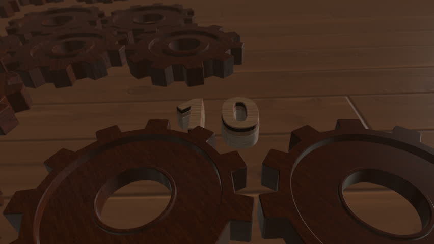 3D countdown with wooden gears