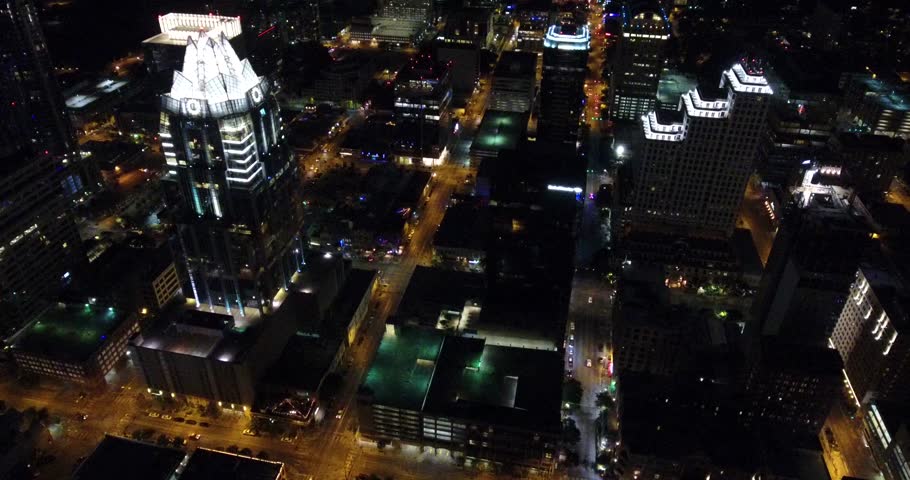 Austin Downtown, Night, Aerial