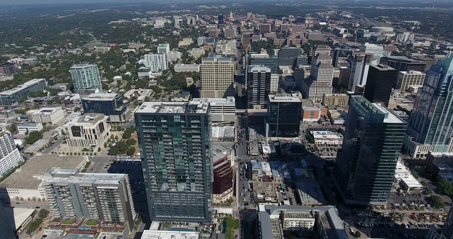 Downtown Austin, Side Scroll Pan, Aerial