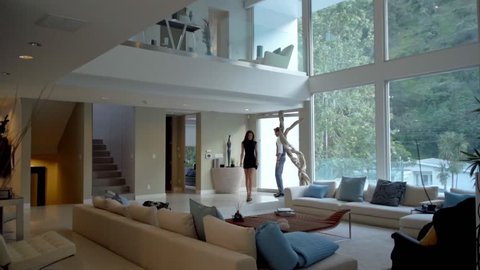 Love couple in the modern / contemporary , luxury house in Beverly Hills