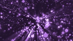Background violet movement. Universe lilac dust with stars on black background. Motion abstract of particles. VJ Seamless loop.