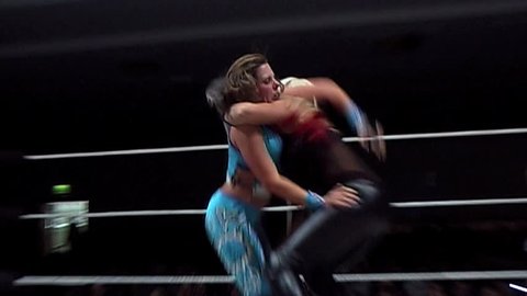 Portsmouth - October 28: Women's Wrestling - Gladiator "Inferno" Pins Her Opponent during VPW Wrestling show on October 28 2010
