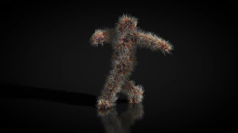 Animation of a hairy character dancing