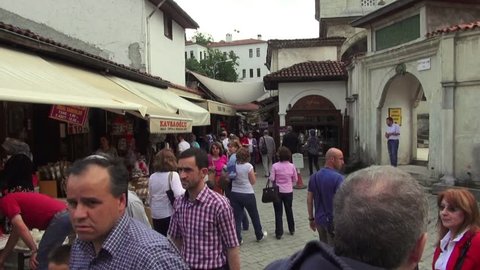 Tourists visiting the old street of the historic town of Safranbolu, Safranbolu, on May 31, 2014