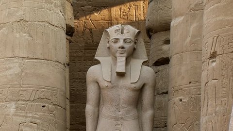 An Egyptian statue inside Luxor Temple tilt up
 Thebe Egypt Nile River unesco site