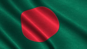 Bangladesh Flag waving in the wind. detailed fabric texture. Seamless loopable Animation. 4K High Definition Video