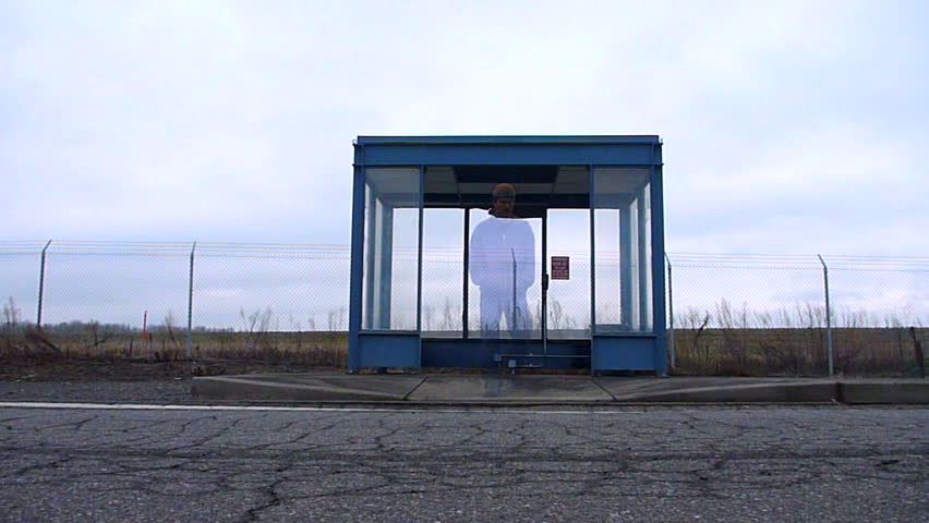 Man walks into old abandoned bus stop and travels through time to a much warmer