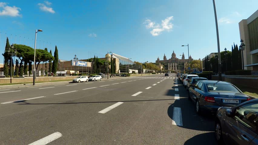 View of Catalunya National Museum of Art. Barcelona, Spain. Shot in 4K (ultra-high definition (UHD)).