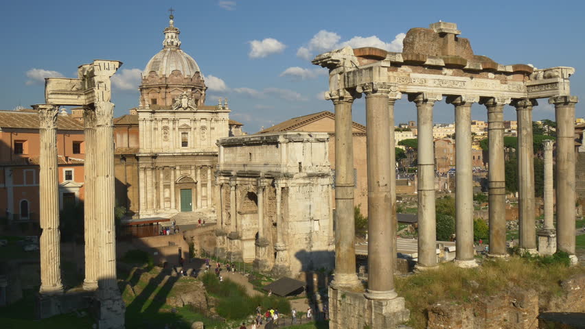 famous sunny day rome city popular tourist roman forum panorama 4k italy