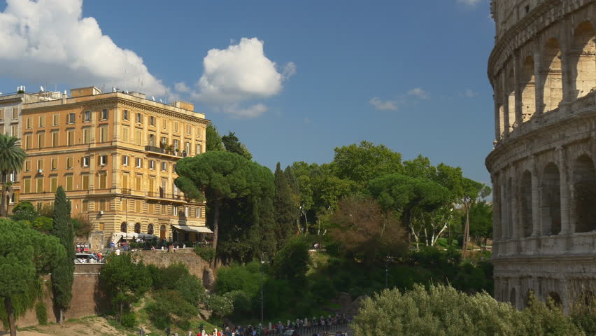 summer day most famous rome city coliseum side panorama 4k italy