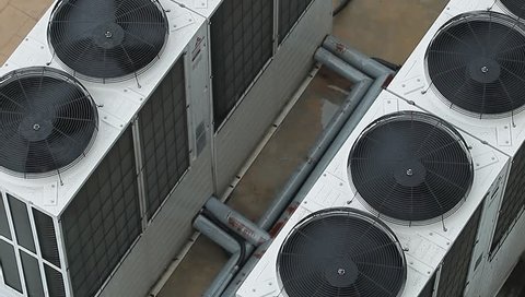 Industrial large air conditioning fans on function.